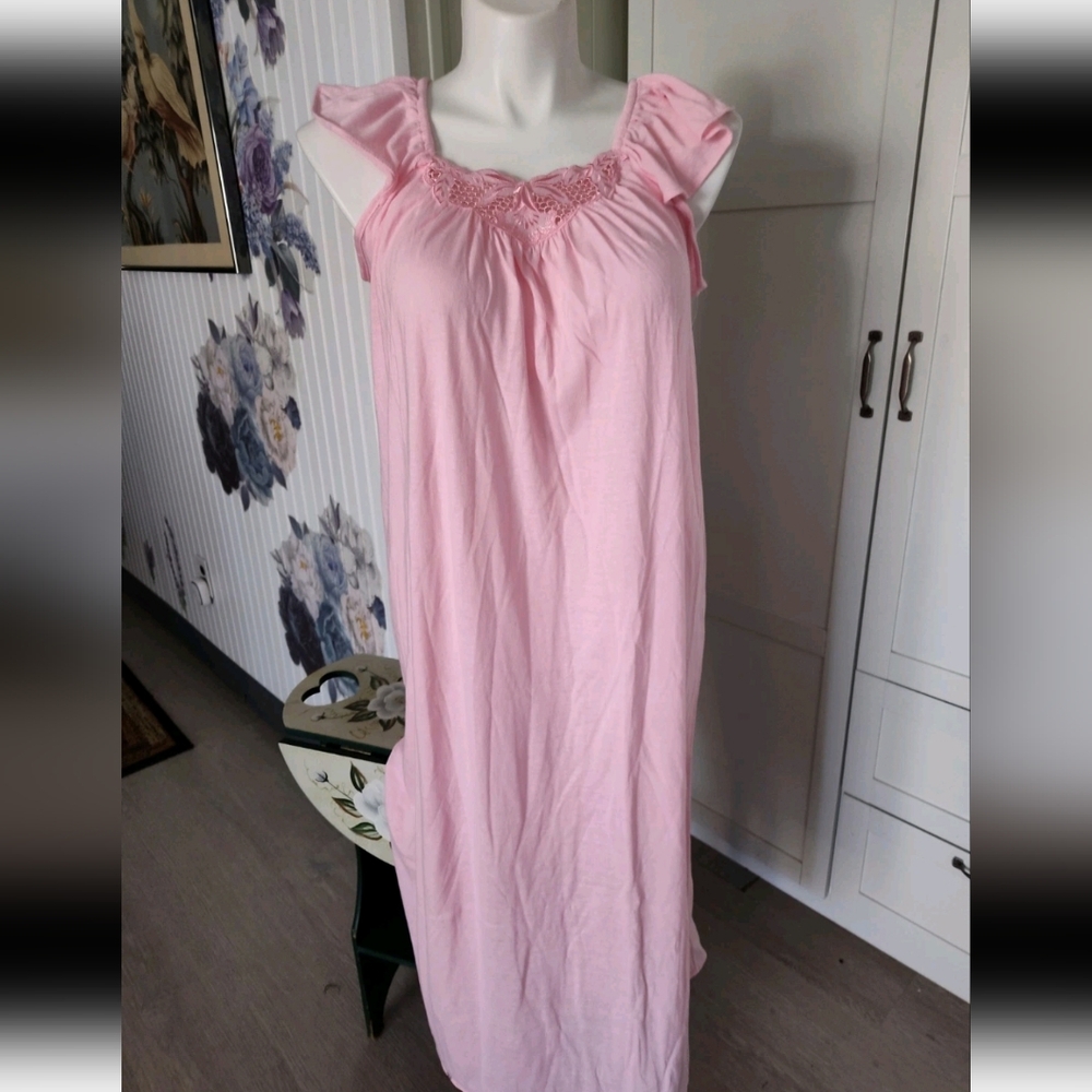 Original Katz Vtg Nightgown 1960's Sweet Romantic Pink Sz M Barbiecor New Tags